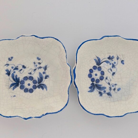 Antique - 19th century blue earthenware flower decor made in italy dishes - Picture 6 of 6